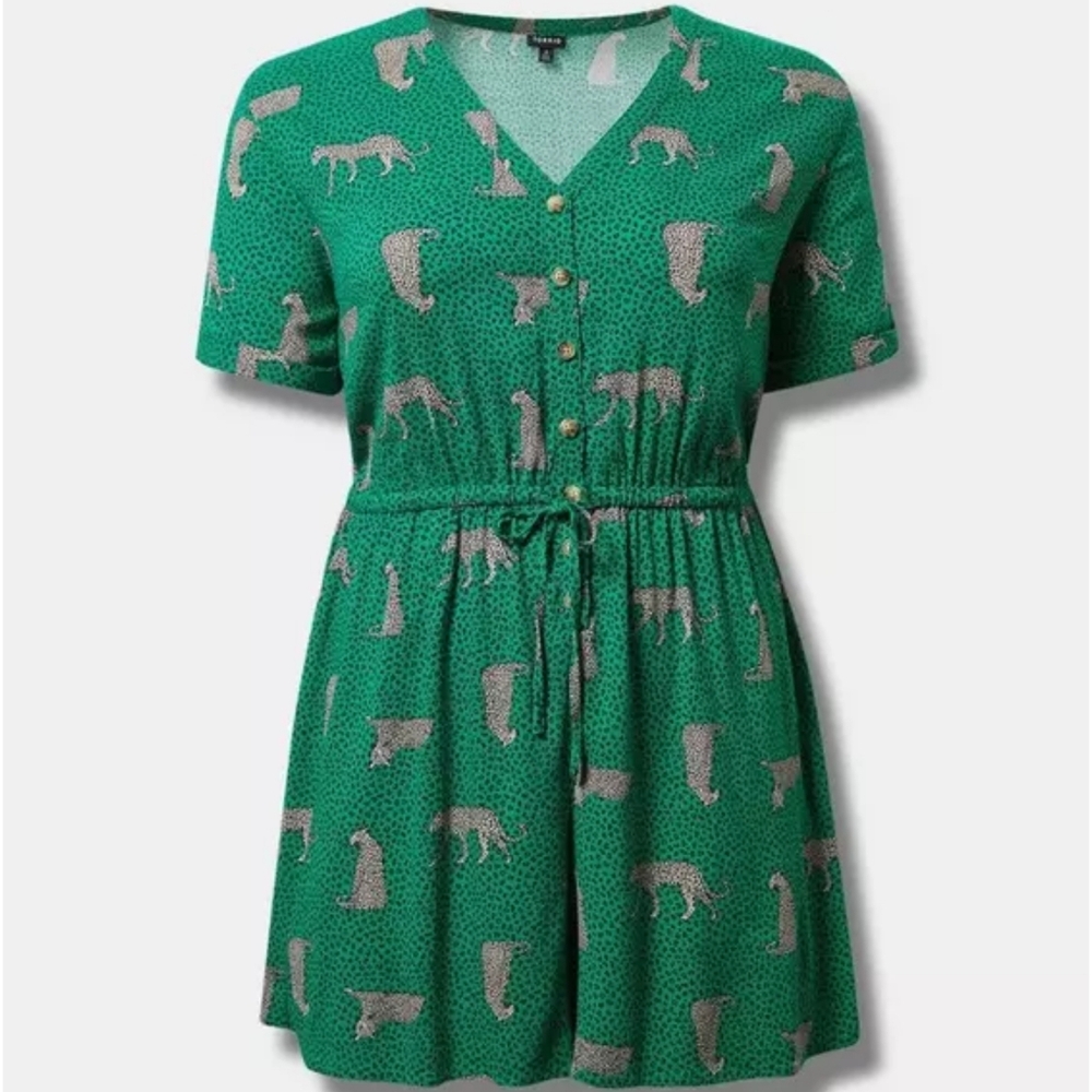 Torrid Rayon Slub Button Front Romper